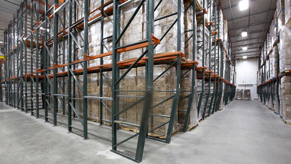 Forklift operating in Better Baked Foods drive-in storage